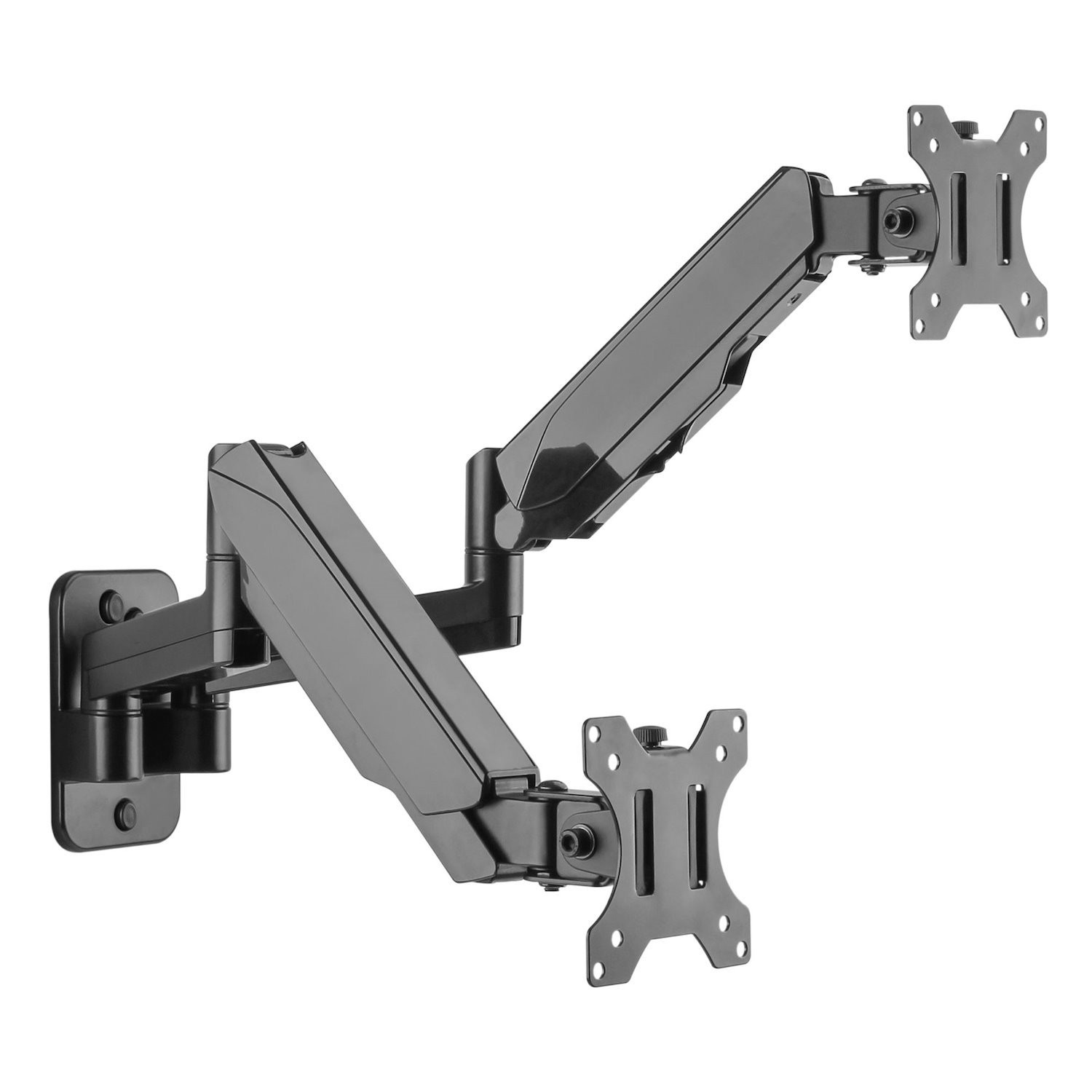 Brateck Lda30-114 17" -32" Dual Screen Wall Mounted Gas Spring Monitor Arms. Max Load: 9KGS (Per arm).VESA75x75 & 100X100. Extend Tilt And Swivel. Detachable Vesa Plate. Max Arm Extn - 422MM. Matt