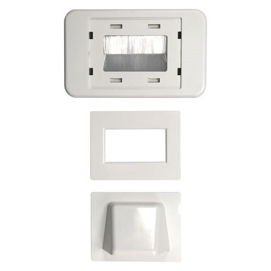 Amdex Wp-Bullnose Combination Flush & Bullnose Cable Management Wall Plate With Brush. White Colour