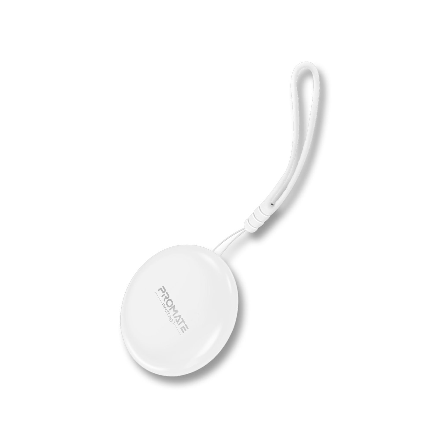 Promate ProTag-1 Smart Bluetooth Tracker Tag With Smart Precision Positioning White. Ultra-Compact & WorkswithApple Find MY App Ipx6 Replacable Battery Works With Siri 90-100dB Load Sound.