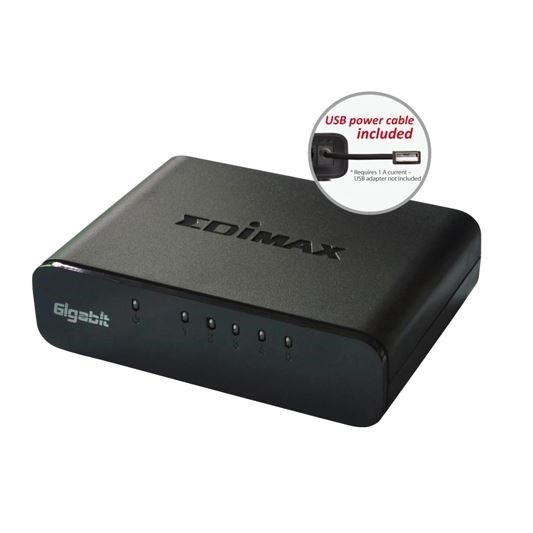 Edimax SW5500GV3 5 Port 10/100/1000 Gigabit Desktop Switch. High-Speed Networking And Jumbo Frames. Perfect Solution For Home And Small Business. Full Duplex. Includes 5V 1A Power Supply.