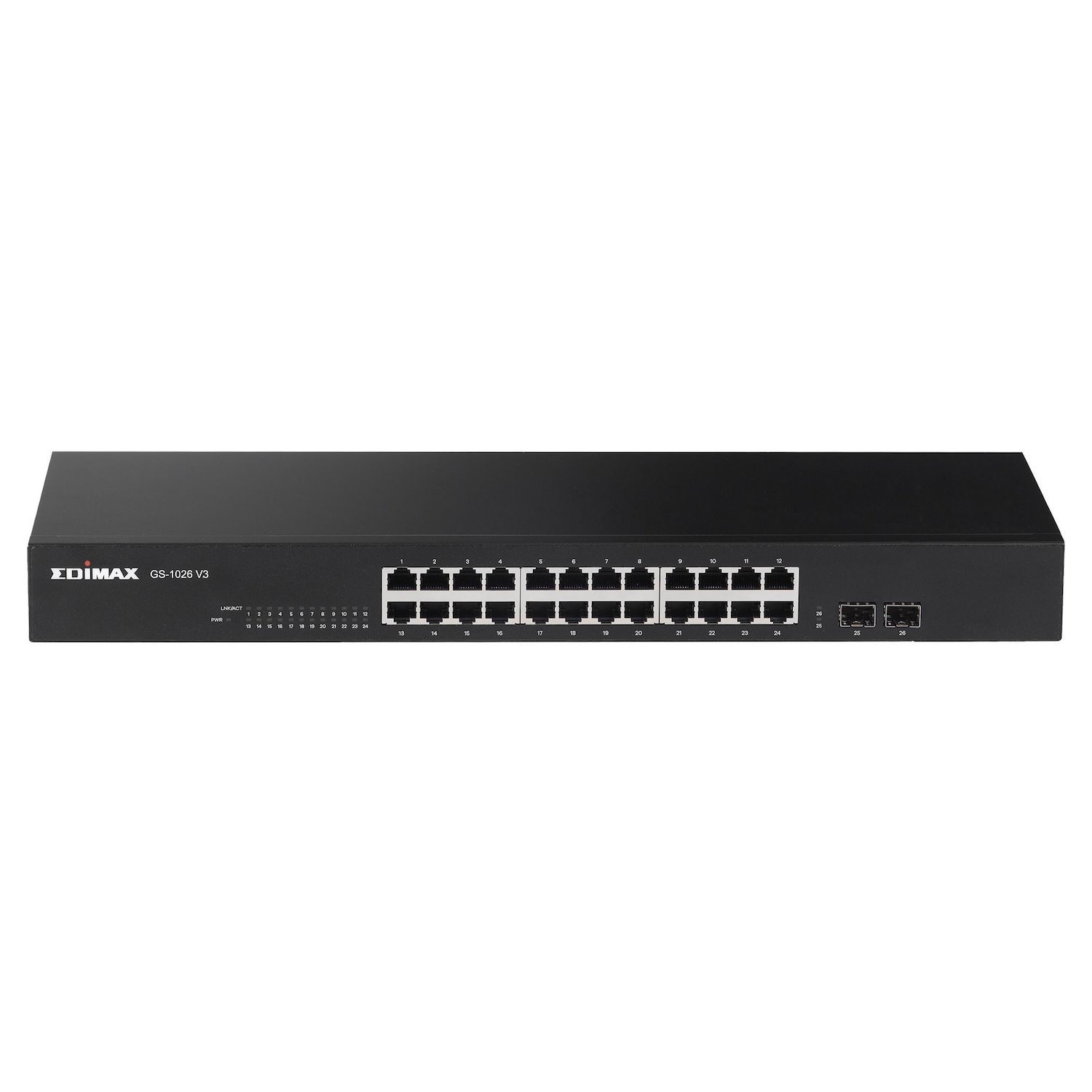 Edimax GS-1026 V3 24 Port Gigabit Rack-Mount Unmanaged Switch + 2 SFP Ports High-Speed Networking And Jumbo Frames. Designed For Medium /Large Network Environments. Includes Brackets.