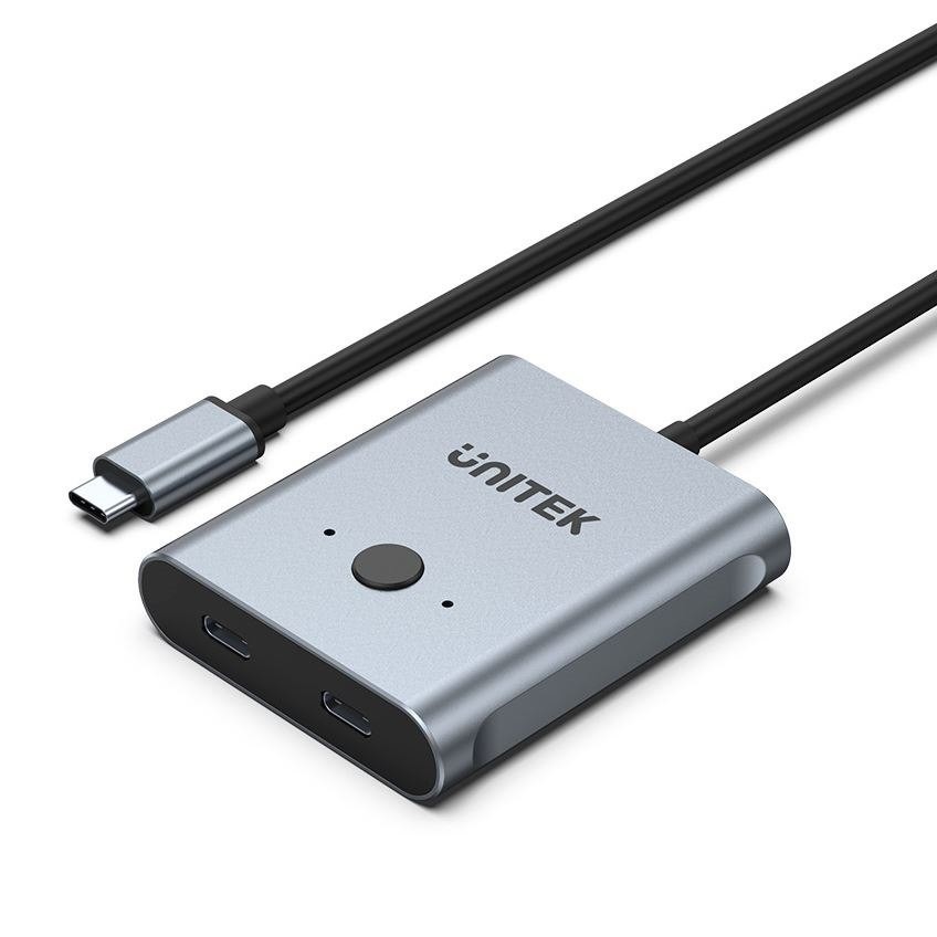 Unitek D1078a Usb-C Bi-Directional Switch - Supports Up To 4K 144Hz - Supports Up To 10Gbps Data Transfer &PD100W - Aluminium Housing With Led Indicator - Plug & Play - Space Grey