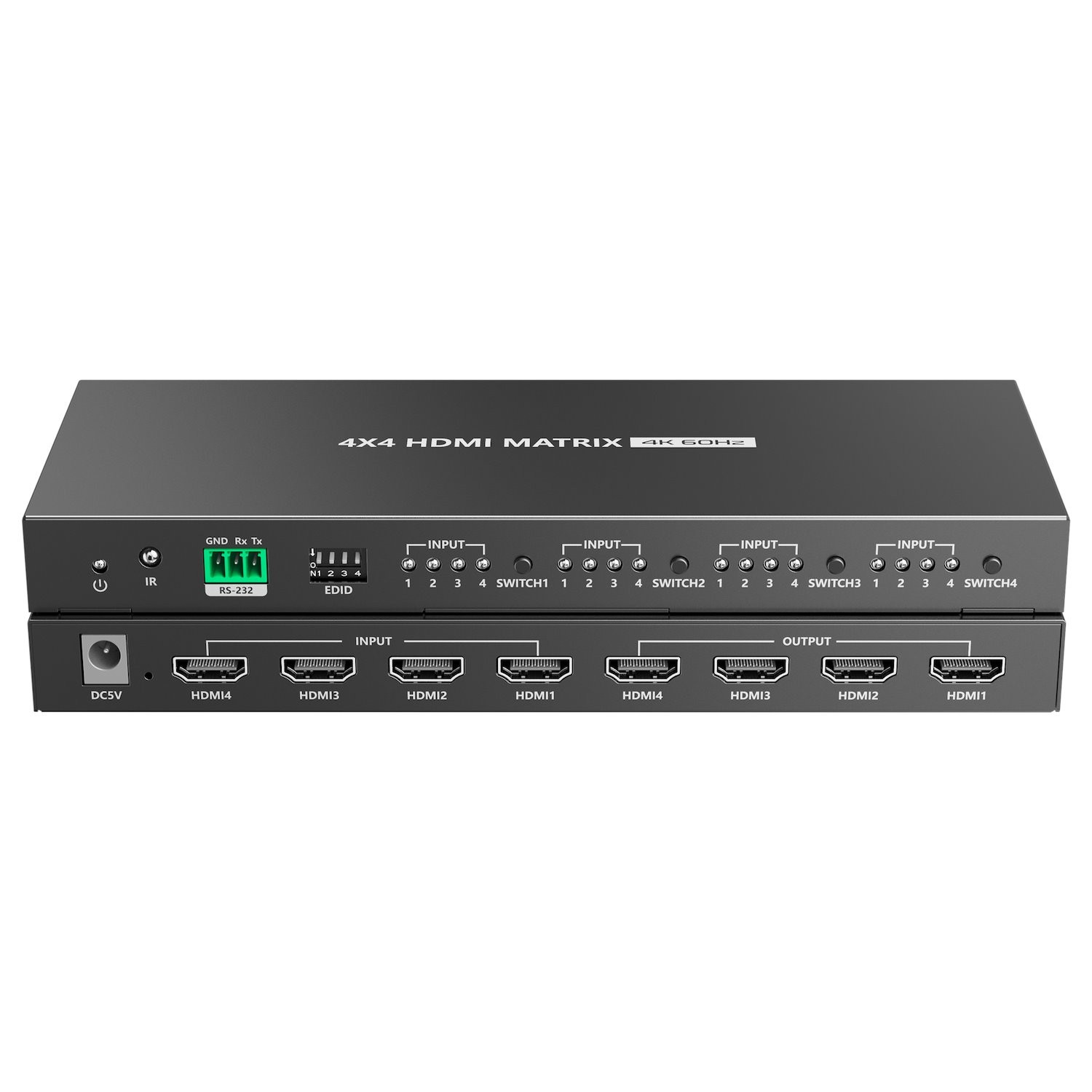 Lenkeng 4K 4-In-4-out Hdmi 2.0 Matrix Switch. Ir Remote Control. 3 Pin RS232 Control. Plug & Play Max Res: 4K@60Hz (4096X2160) Includes Remote Control.