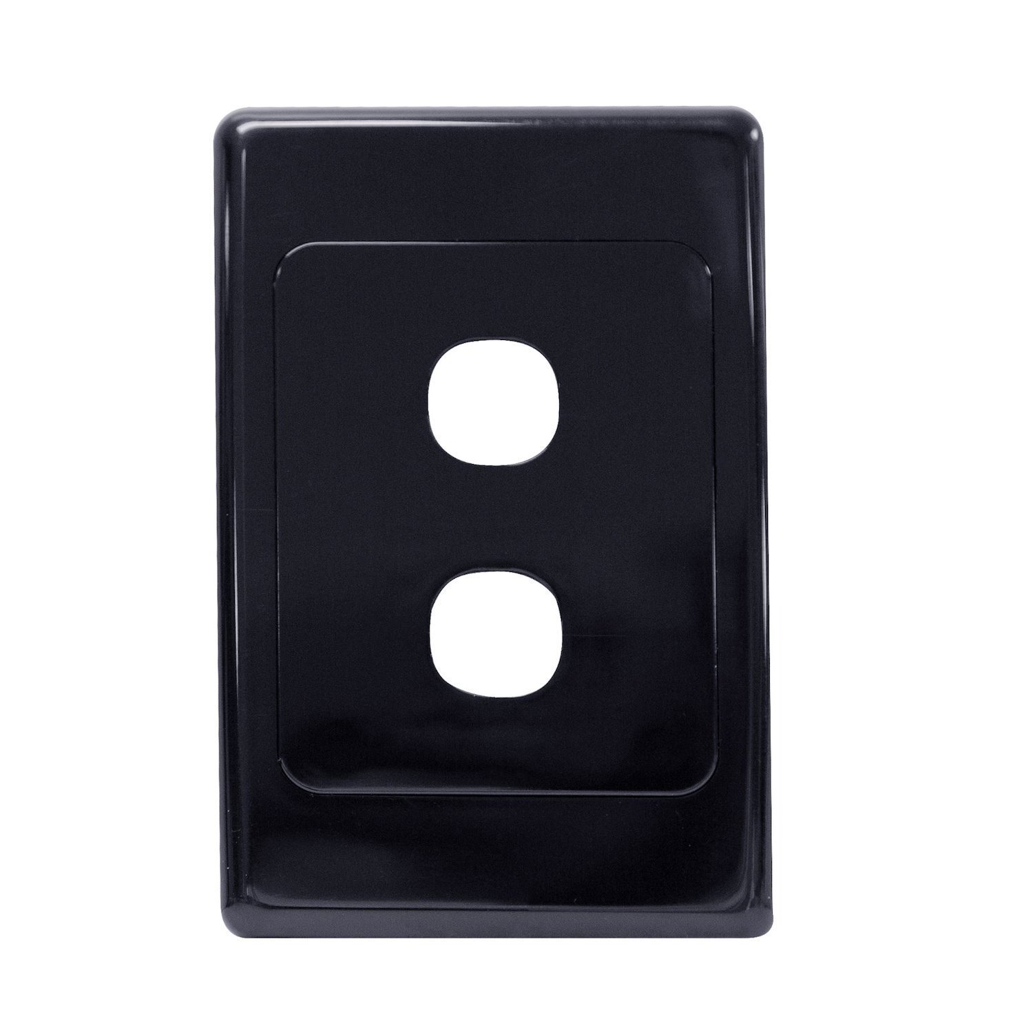Amdex Switch Plate Only. 2 Gang Wall Face Plate (Accepts Clipsal Style Mechs). Black