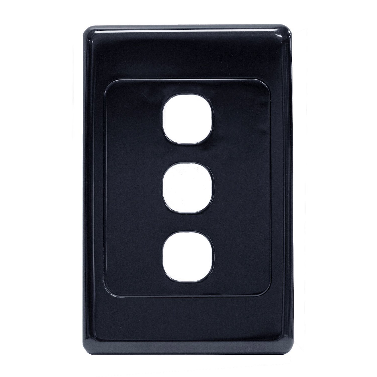Amdex Switch Plate Only. 3 Gang Wall Face Plate (Accepts Clipsal Style Mechs). Black