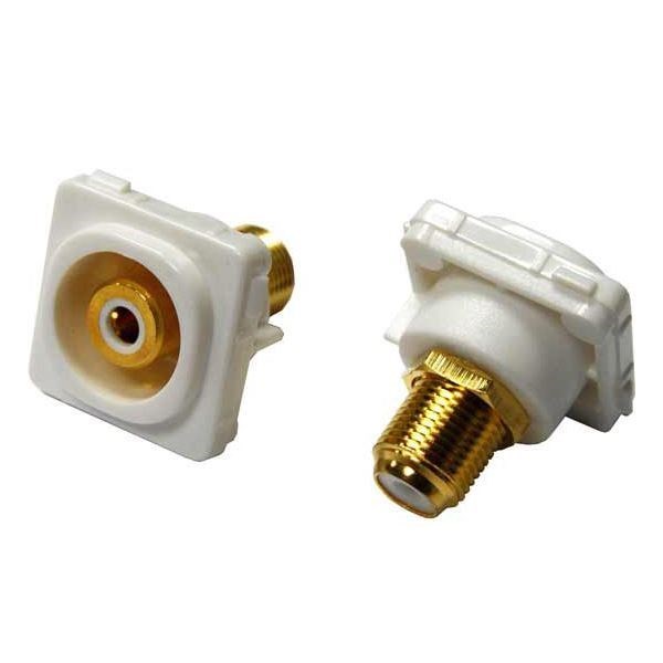 Amdex White Rca To F Connector. Gold Plated