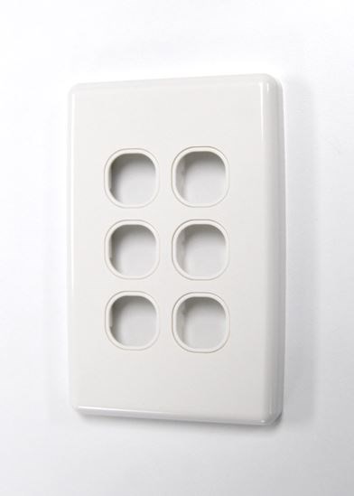 Amdex Switch Plate Only. 6 Gang WPC Series Wall Face Full Cover Plate. (Accepts Clipsal Style Mechs)