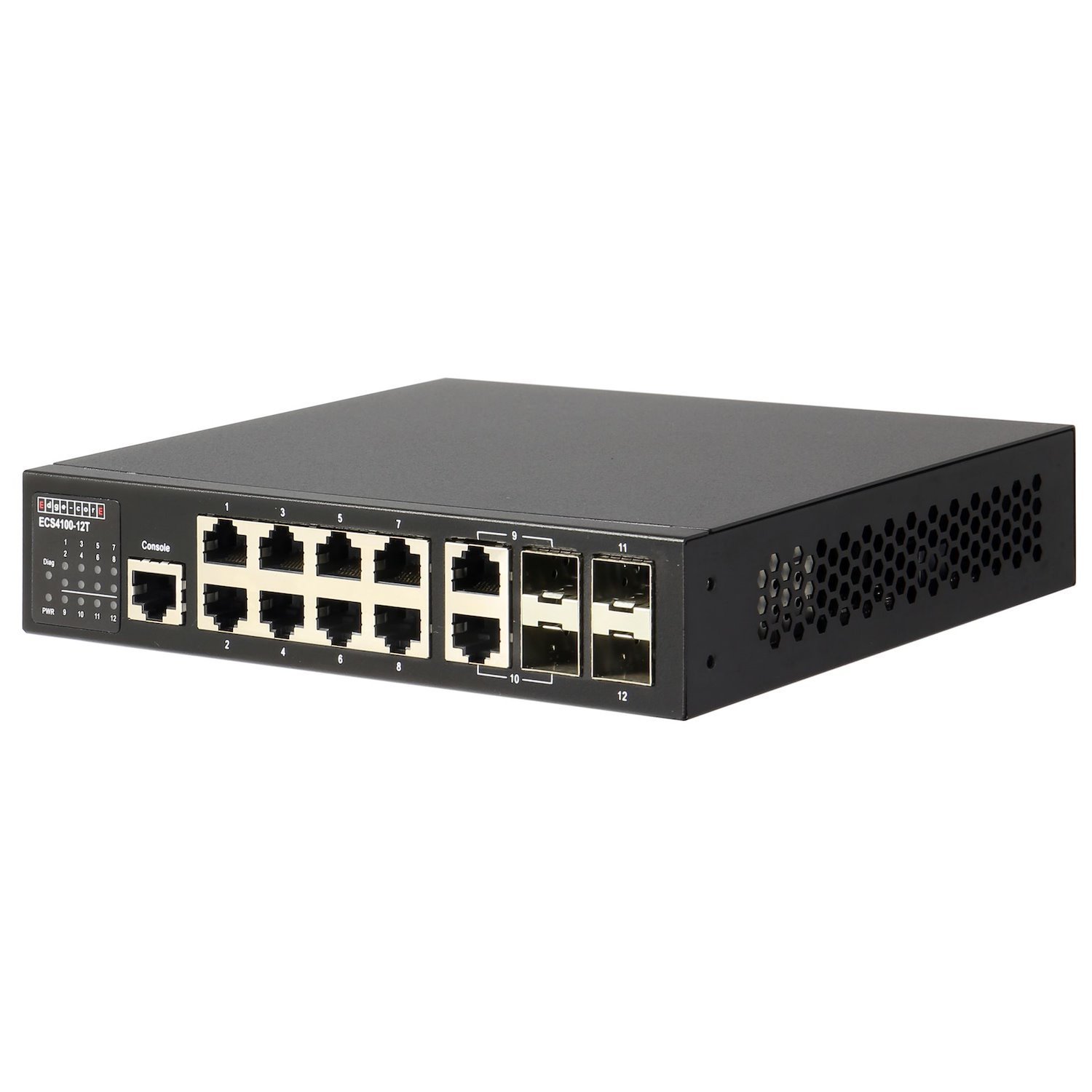 Edgecore 8 Port + 2 Combo + 2 SFP Gigabit Managed Switch. 2 Combo Gig + 2 100/1000 SFP Ports. 1X RJ45 Console Port. Comprehensive QoS, Enhanced Security With Port Security Limits.