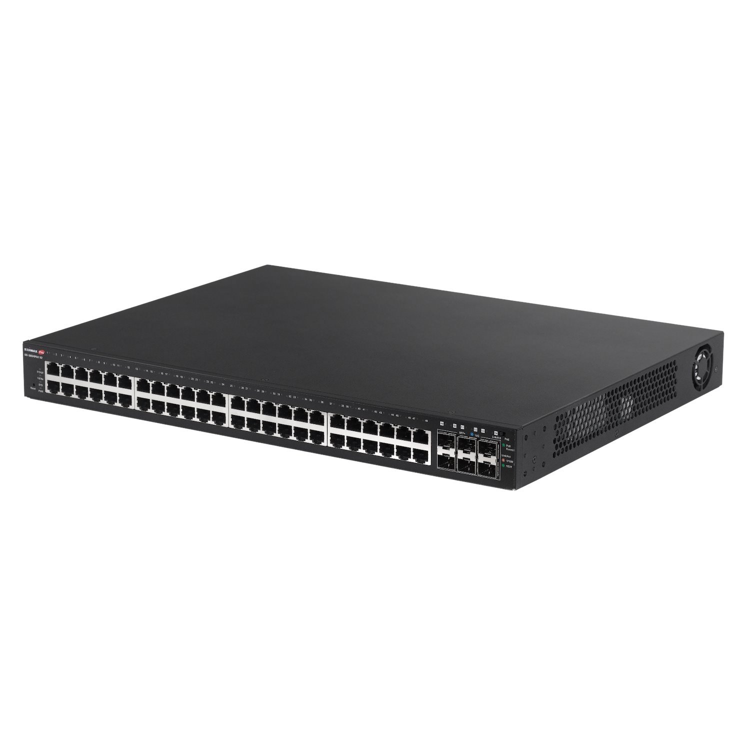 Edimax 54 Port Gigabit PoE+ Long Range Web Smart Switch. 48 Gigabit Ethernet PoE+ Ports And 6 10GbE SFP+ Ports. PoE Up To 200M At 10Mps. Supports Up To 30W Per Port.