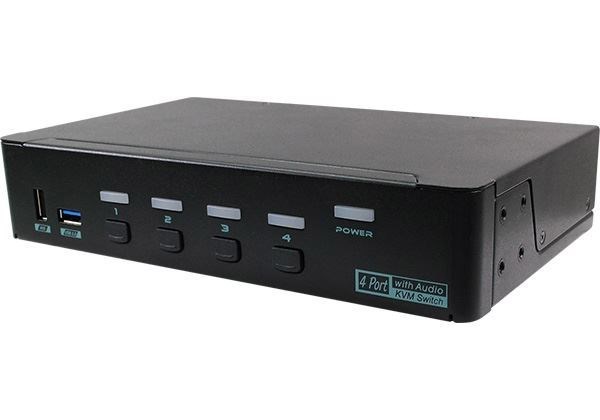 Rextron 4 Ports True 4K Hdmi KVM Switch With HDCP Engine & 3.5MM Audio Built-In, Usb 3.2 Gen 1, Hotkey Control