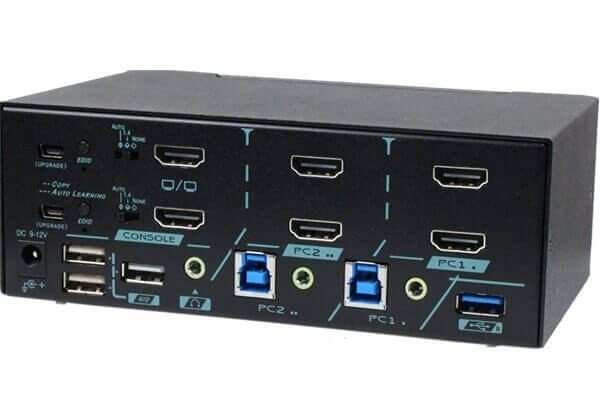 Rextron 2 Ports Dual Monitor Hdmi KVM Switch With HDCP Engine, Edid, Usb 3.2 Gen 1, Audio, Hotkey Control