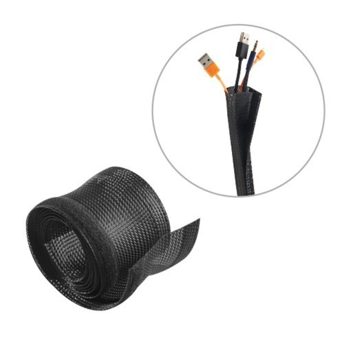 Brateck Flexible Cable Wrap Sleeve With Hook And Loop Fastener (85MM/3.3' Width ) Material Polyester Dimensions 1000X85MM - Black