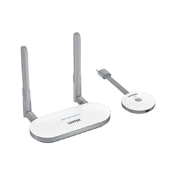 Unitek Wireless Hdmi Transmitter &Amp; Receiver Kit 1920, *1080@60Hz, Up To 50M, Max. Gift Box. Network:2.4G+5G, Android/ Windows/ Ios/ Mac, White