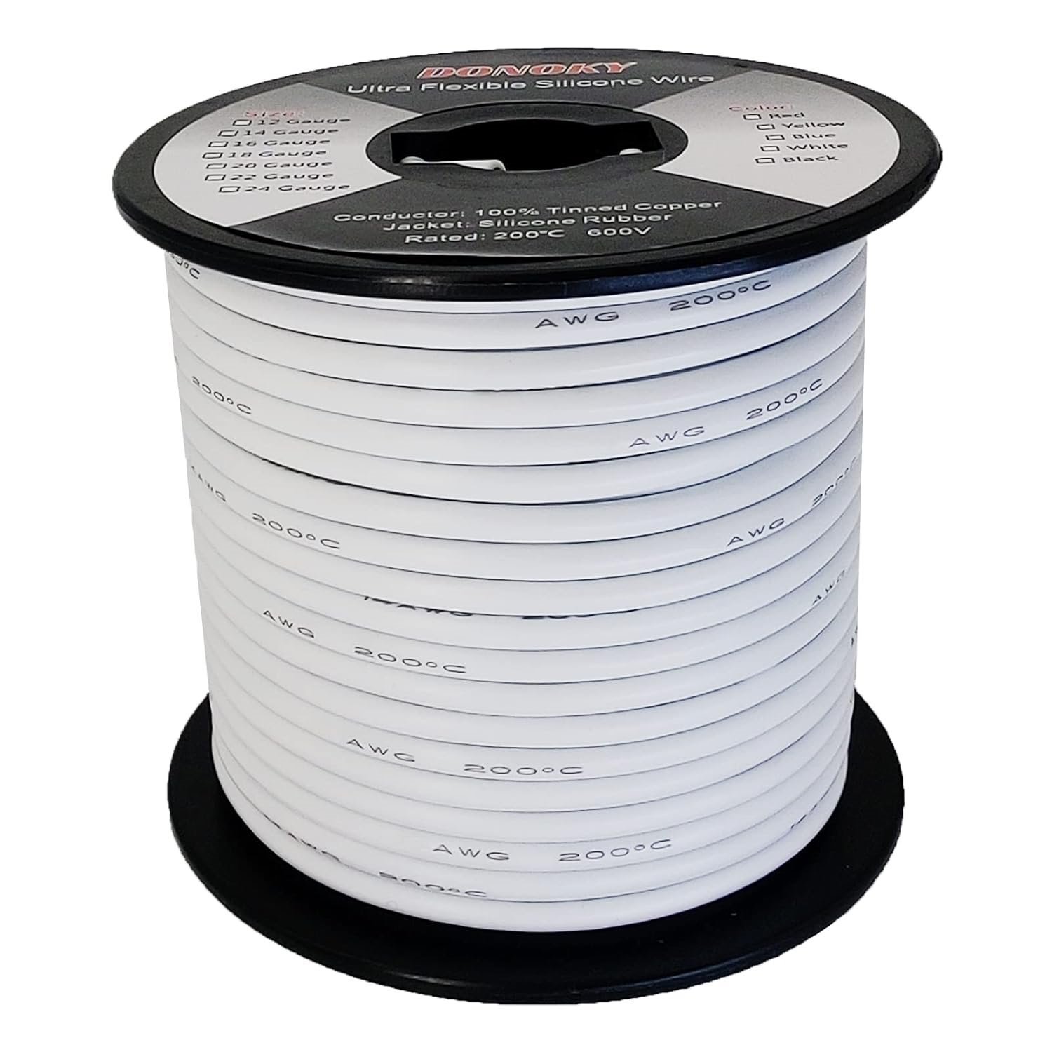 16 Gauge 16 AWG Silicone Wire - WHITE