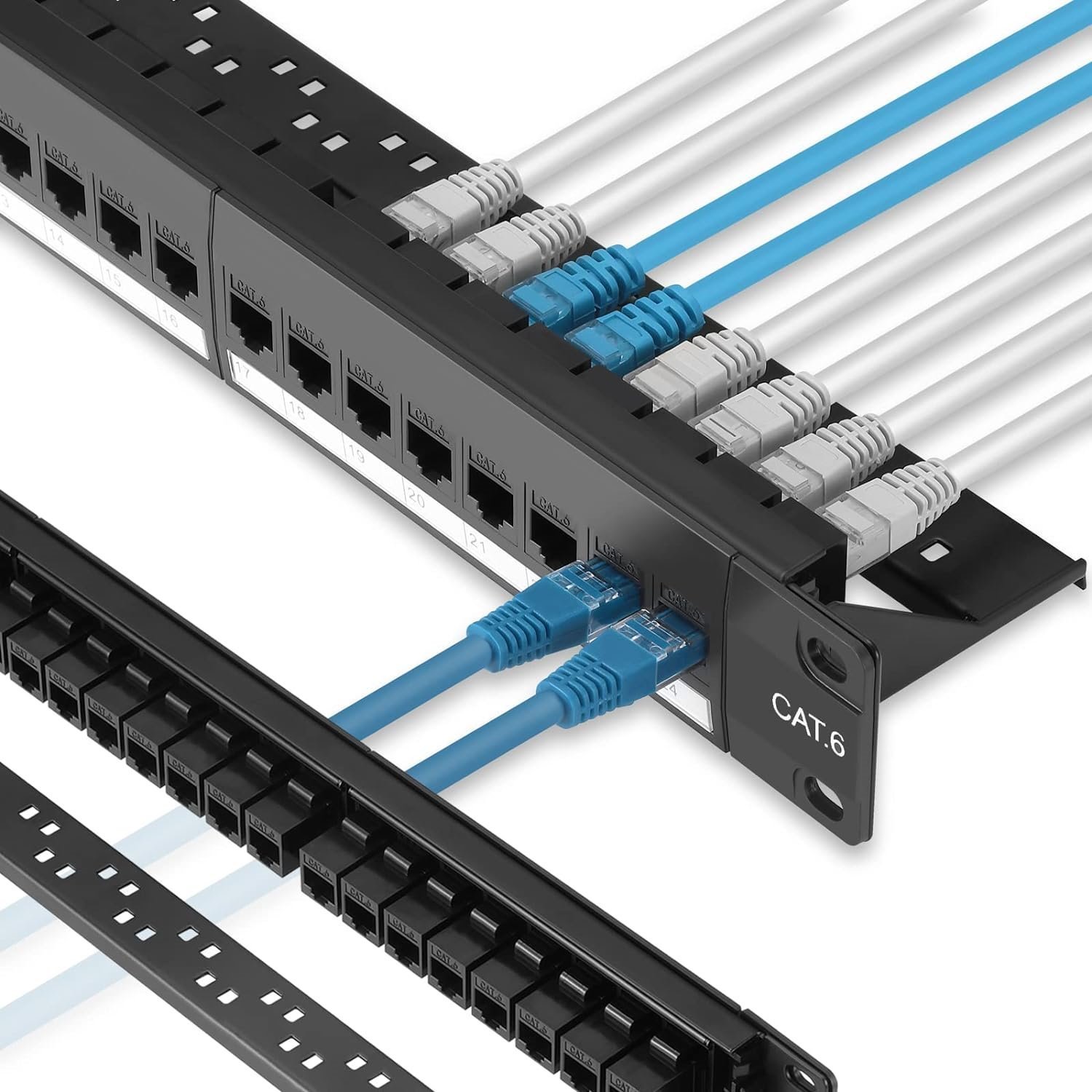 Patch Panel 24 Port Cat6 with Inline Keystone 10G Support