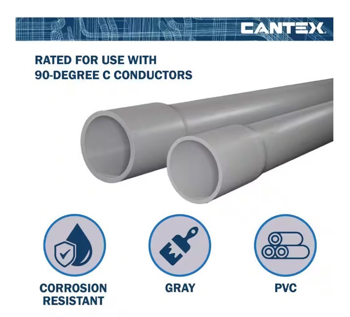 3/4 in. x 10 ft. Gray Non-Metallic PVC Schedule 40-Conduit