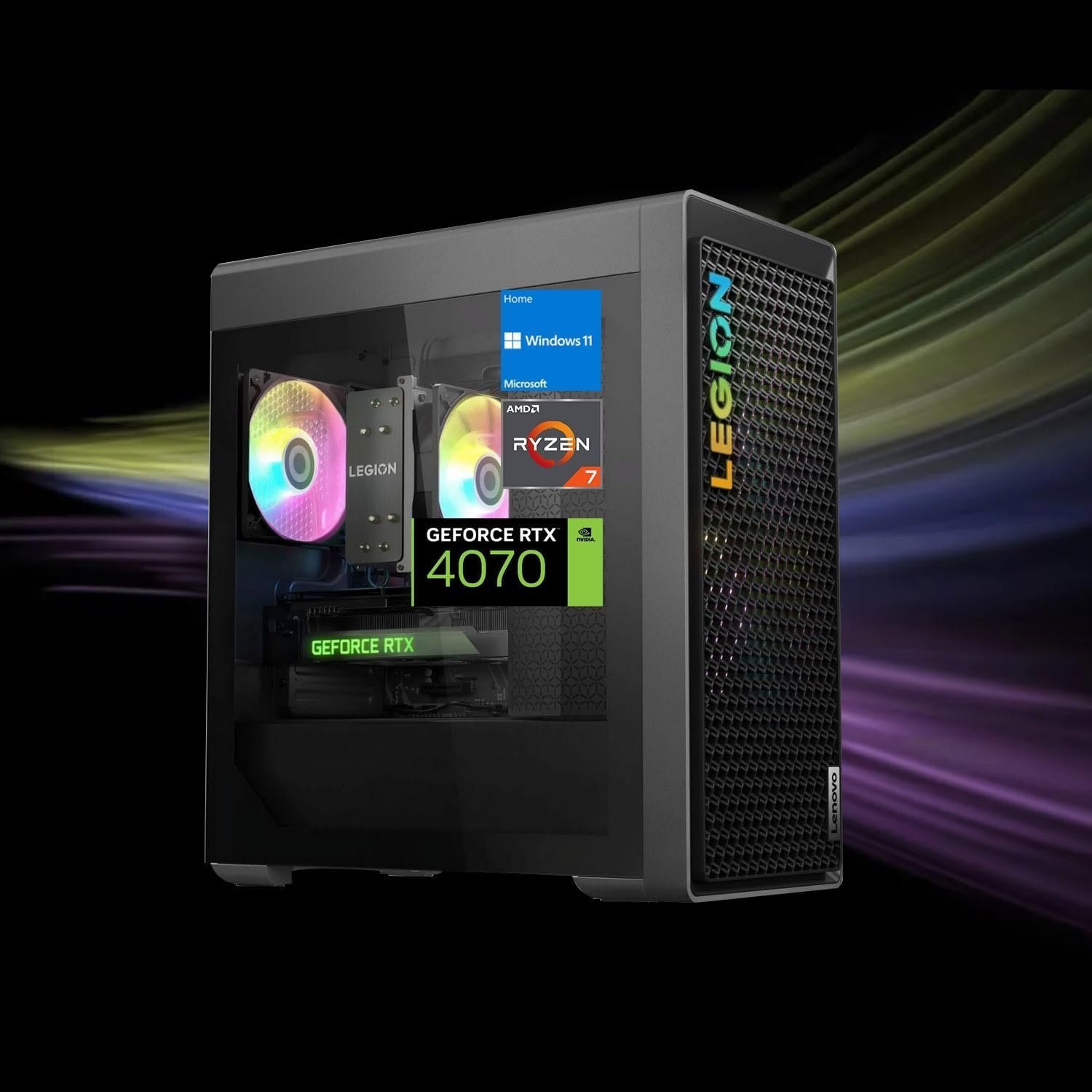 Lenovo Legion Ryzen 7 RTX 4070 Super Ultimate Gaming Desktop. AMD Ryzen 7 7700 (Beats Intel i7-13700H), RTX 4070 Super, 32GB DDR5 RAM, 1TB SSD, Wired KB & Mouse, Wi-Fi 6, Windows 11 Home
