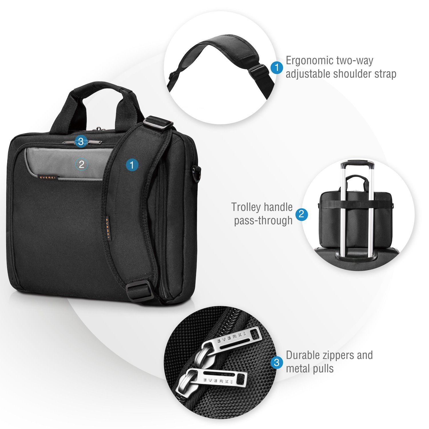 Everki Advance Carrying Case (Briefcase) for 35.8 cm (14.1") Notebook - Black