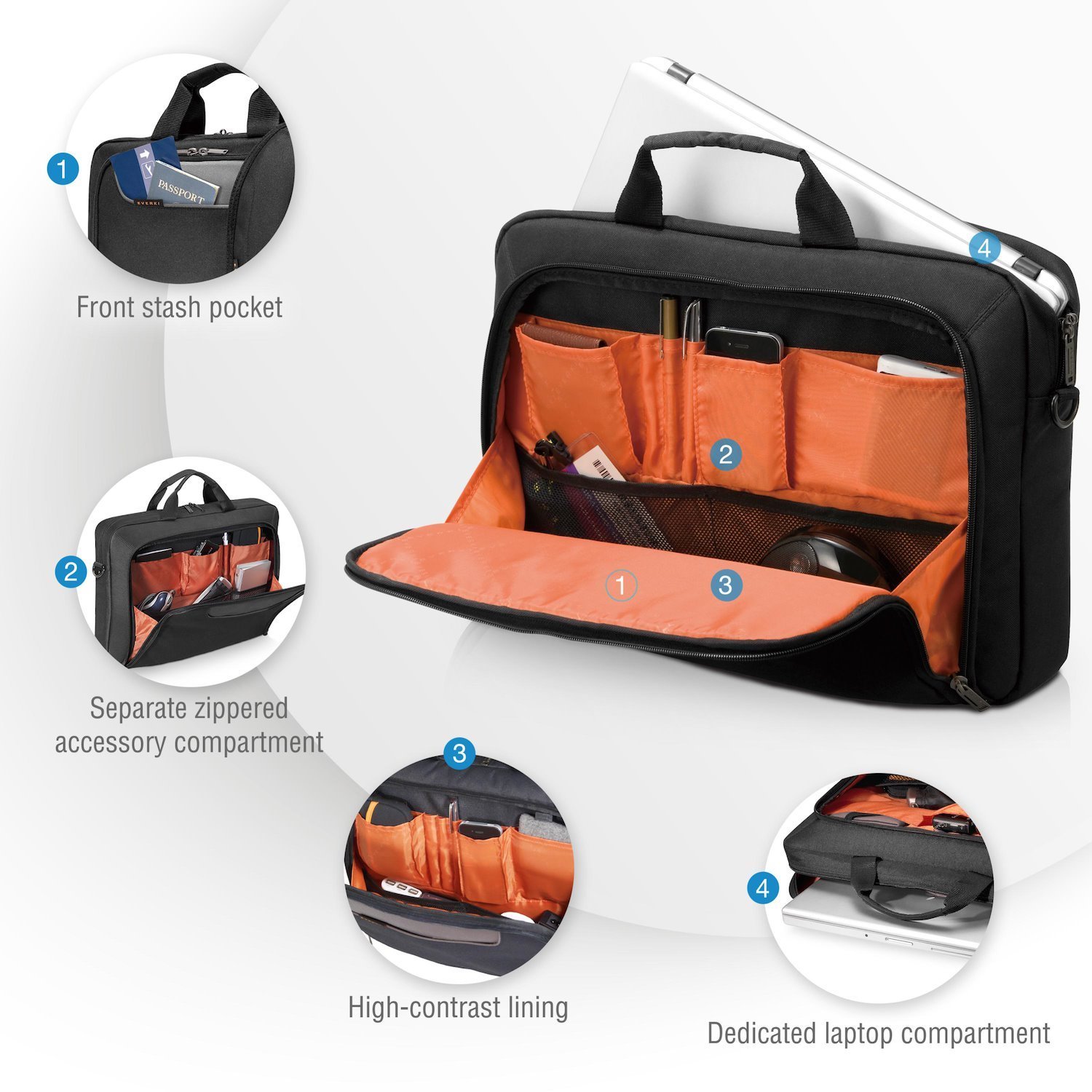 Everki Advance Carrying Case (Briefcase) for 35.8 cm (14.1") Notebook - Black