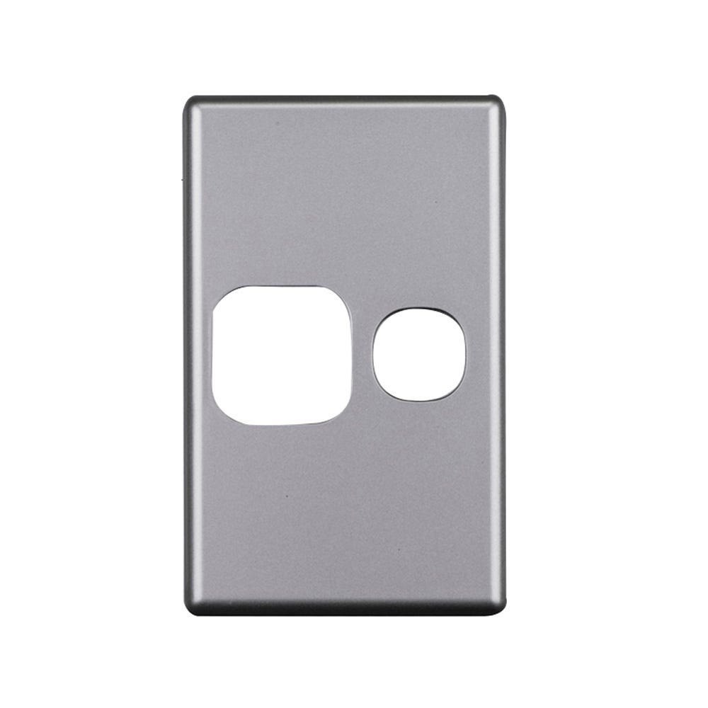 4Cabling 4C | Elegant Single Gpo Aluminium Cover Plate Vertical - Silver Matt