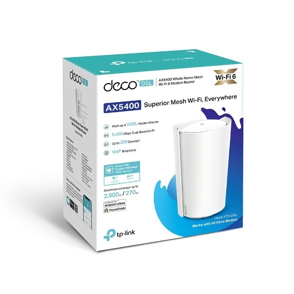 TP-Link Deco X73-DSL Wi-Fi 6 IEEE 802.11 a/b/g/n/ac/ax Ethernet, VDSL2 Modem/Wireless Router