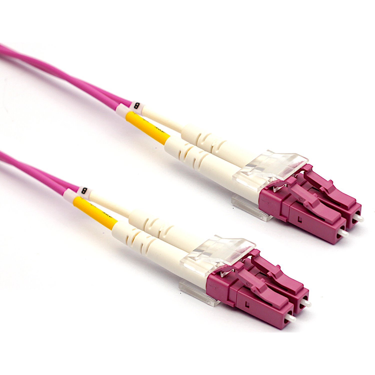 Excel Enbeam OM4 Fibre Optic Patch Lead LC-LC Multimode 50/125 DX LSOH Violet 1 m