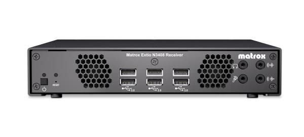 Matrox *Ex Demo* Matrox Extio 3 N3408 Receiver Appliance, 1X 3840x2160@60Hz / 4X 1920x1200@60Hz, 4X DisplayPort, 2X Usb 2.0, 1X RJ45, 6 Month WTY