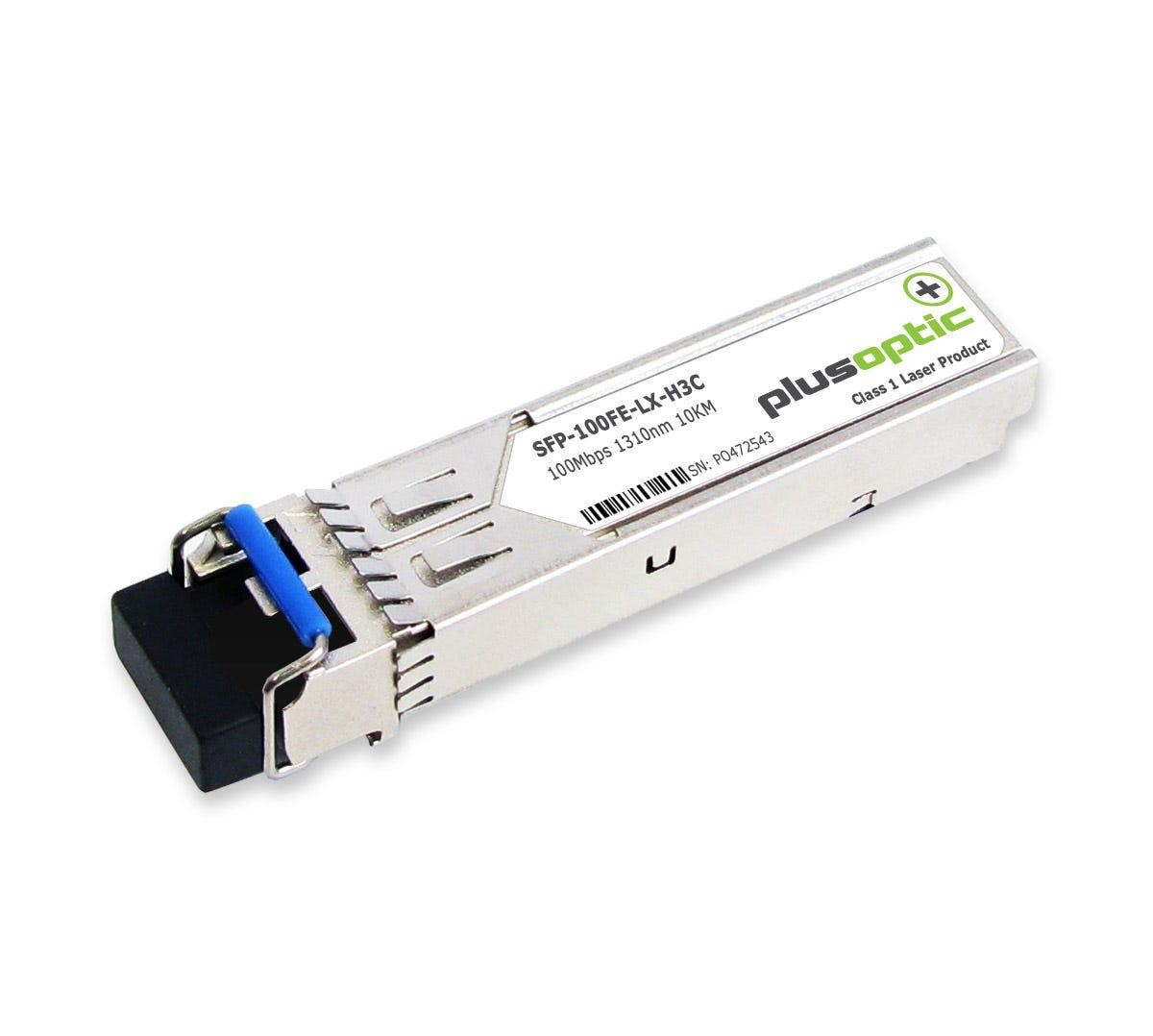 PlusOptic HP / H3C Compatible (JD120B Jd498a) 100Mbps, 100Base SFP, 1310NM, 10KM Transceiver, LC Connector For SMF With Dom