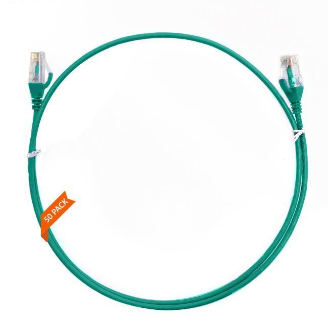4Cabling 0.75m CAT6 Ultra Thin LSZH Ethernet Network Cable | 50 Pack Green