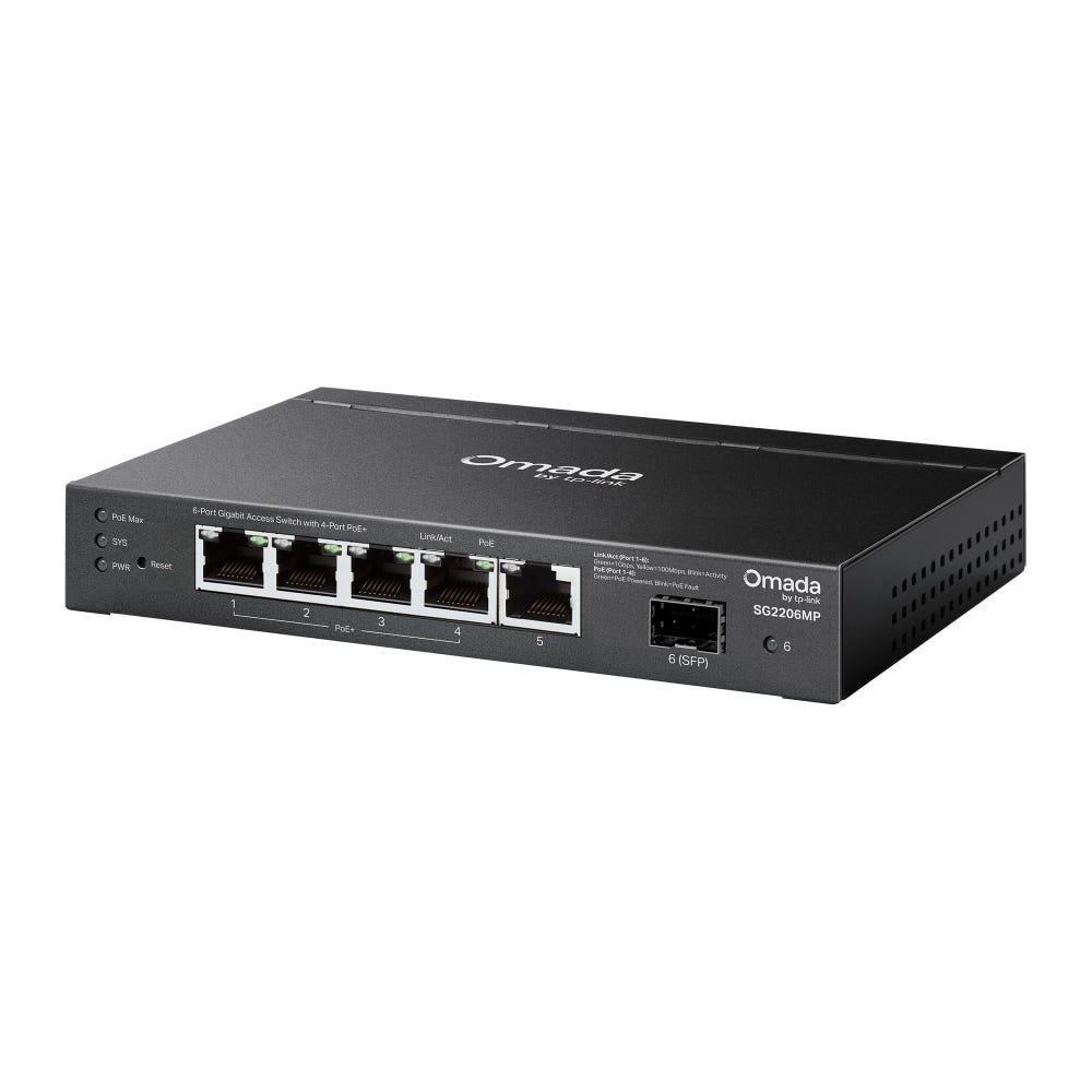 TP-Link | SG2206MP | Omada Access 6 Port Gigabit RJ45 Ports | (5 Gigabit Ports With 4× PoE+) And 1× SFP Slot