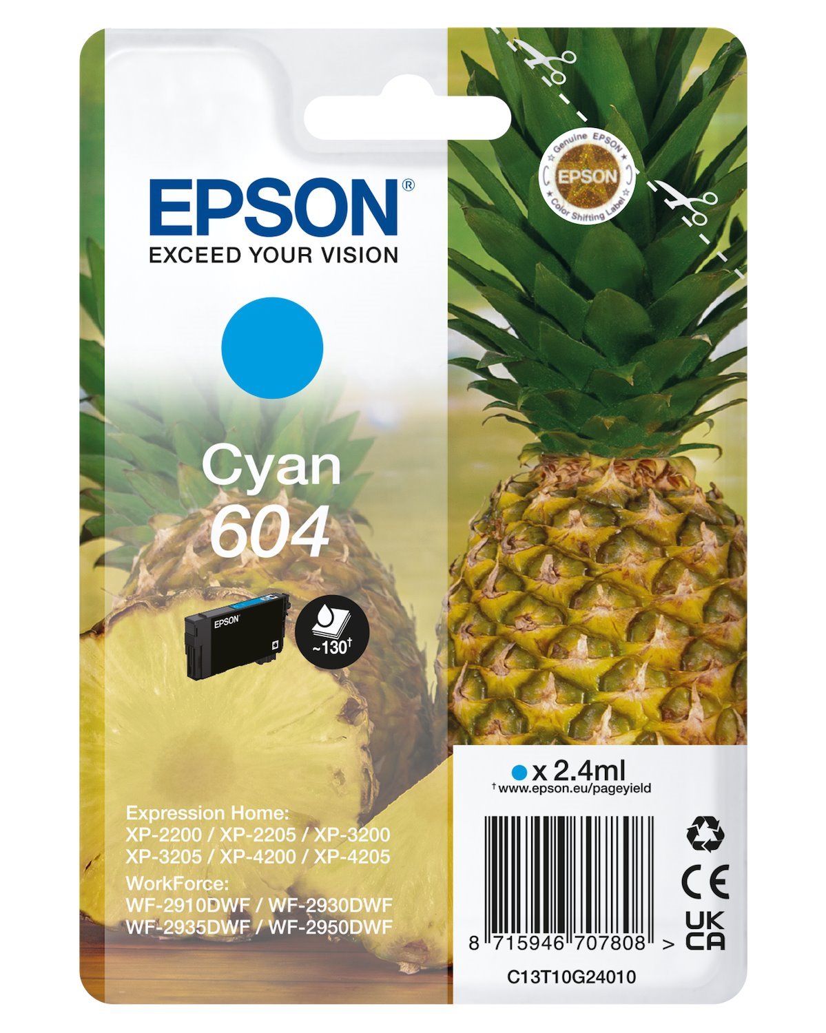 Epson 604 STD Cyan Ink XP-2200 XP-3200 XP-4200 WF-2910 WF-2930 WF-2950