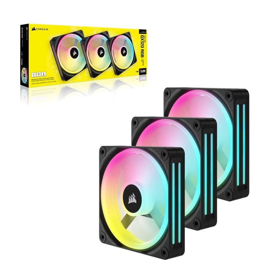 Corsair QX RGB Series, Icue Link QX120 RGB, 120MM Magnetic Dome RGB Fan, Starter Kit