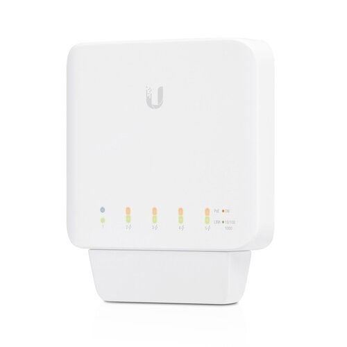 Ubiquiti UniFi Network, Switch, USW-Flex, 5-Port, Poe 46W, (4) GbE PoE+ Ports, (1) GbE PoE++ Input, Layer 2, Wall Mount