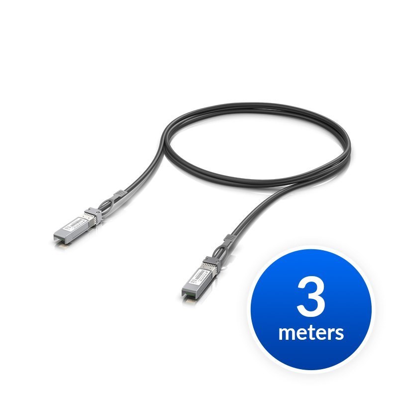 Ubiquiti SFP+ Direct Attach Cable, Uacc-Dac-Sfp10-3M, Length 3M, 10/1 GBPS Throughput Rate, SFP+ To SFP+ Connector