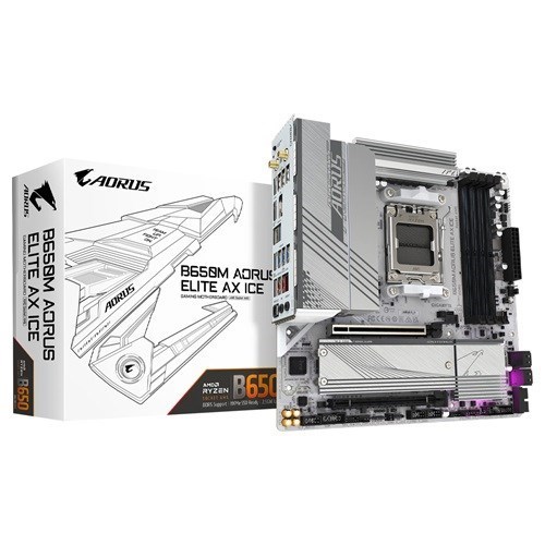 Gigabyte B650M Aorus Elite Ax Ice Amd B650 Am5 Atx Motherboard 4X DDR5~192GB,3x PCIe X16, 3X M.2, 4X Sata 6, 2X Usb 3.2, 1X Usb-C, 2X Usb 2.0