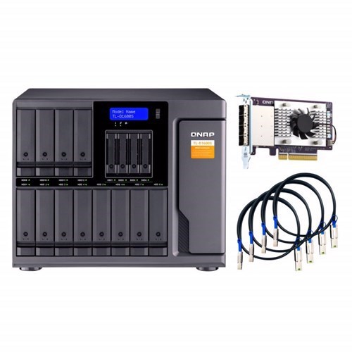 Qnap TL-D1600S 16-Bay Desktop Sata Jbod Expansion Unit With A QXP-1600eS PCIe Sata Host Card And 4 SFF-8088 To SFF-8644 Sas/Sata 6Gb/2 Years WTY