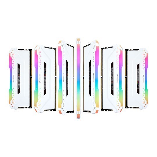 Corsair Vengeance RGB Pro DDR4, 3200MHz 32GB 2x16GB Dimm, Unbuffered, 16-20-20-38, XMP 2.0, White Heatspreader, RGB Led, Black PCB, 1.35V