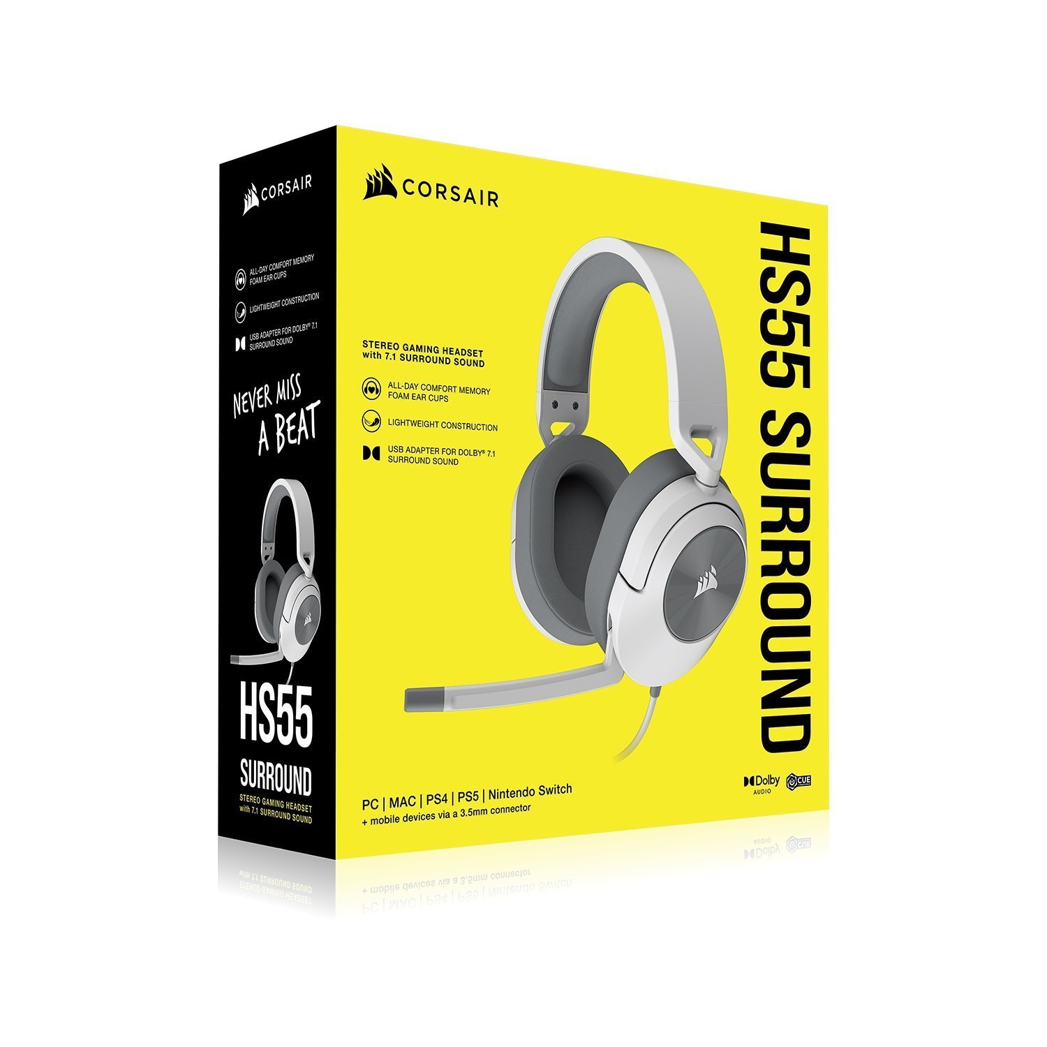 Corsair HS55 Stereo Headset, White - Ap