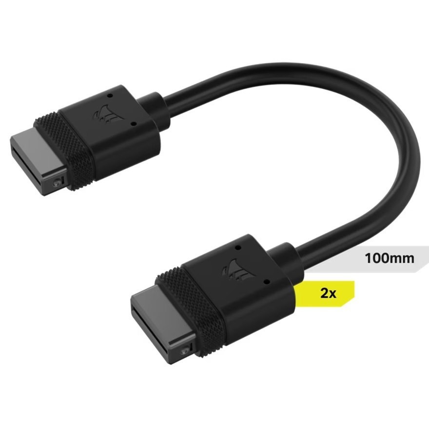 Corsair Icue Link Cable, 2X 100MM With Straight Connectors, Black(LS)