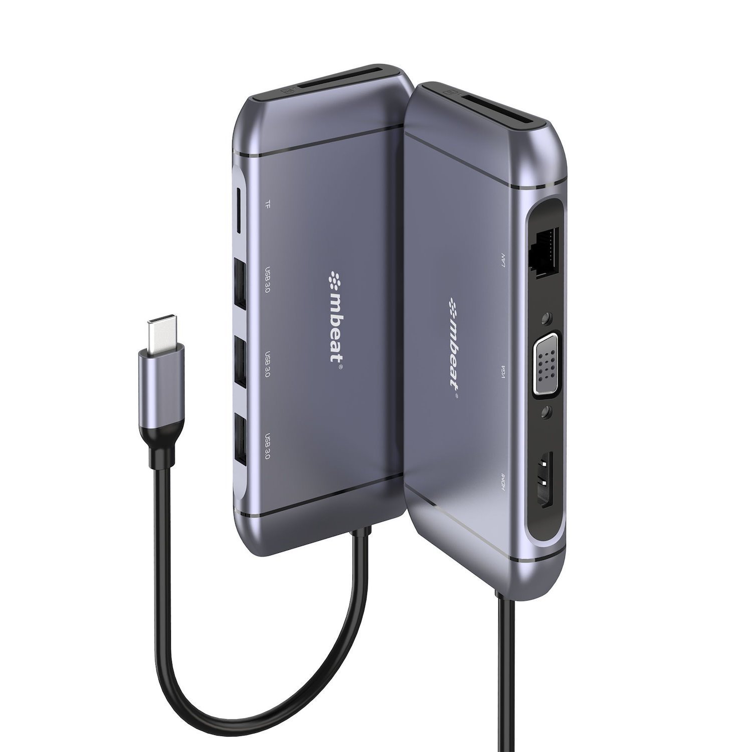 mBeat (LS) Mbeat® Elite X9 9-In-1 Multifunction Usb-C Docking Station 1X Hdmi, 1X Vga 1X Usb-C Power Delivery 100W, 3X Usb 3.0, MicroSD/SD Card