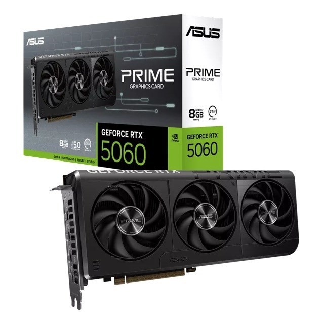 Asus nVidia GeForce Prime RTX™ 5060 8GB GDDR7, 3840 Cuda, 2527MHz, 128-Bit, 7680X4320, PCIe 5.0