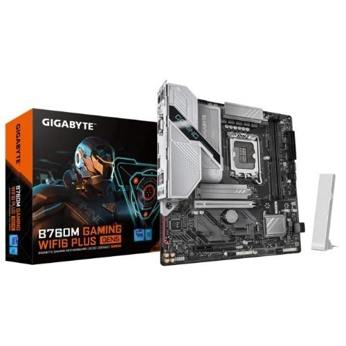 Gigabyte B760M Gaming Wifi6 Plus Gen5 Intel Lga 1700 M-Atx Motherboard, 2xDDR5 ~128GB, 1xPCI-E X16, 1xPCI-E X1, 2xM.2, 4xSATA, 5xUSB 3.2, 2xUSB 2.0