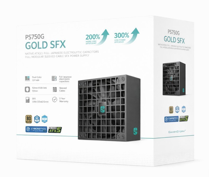 DeepCool PS750G 750W Gamer Storm SFX ,Full Japanese Electrolytic Capacitors, Cybenetics Platinum /PPLP Gold, Fluid Dynamic Bearing
