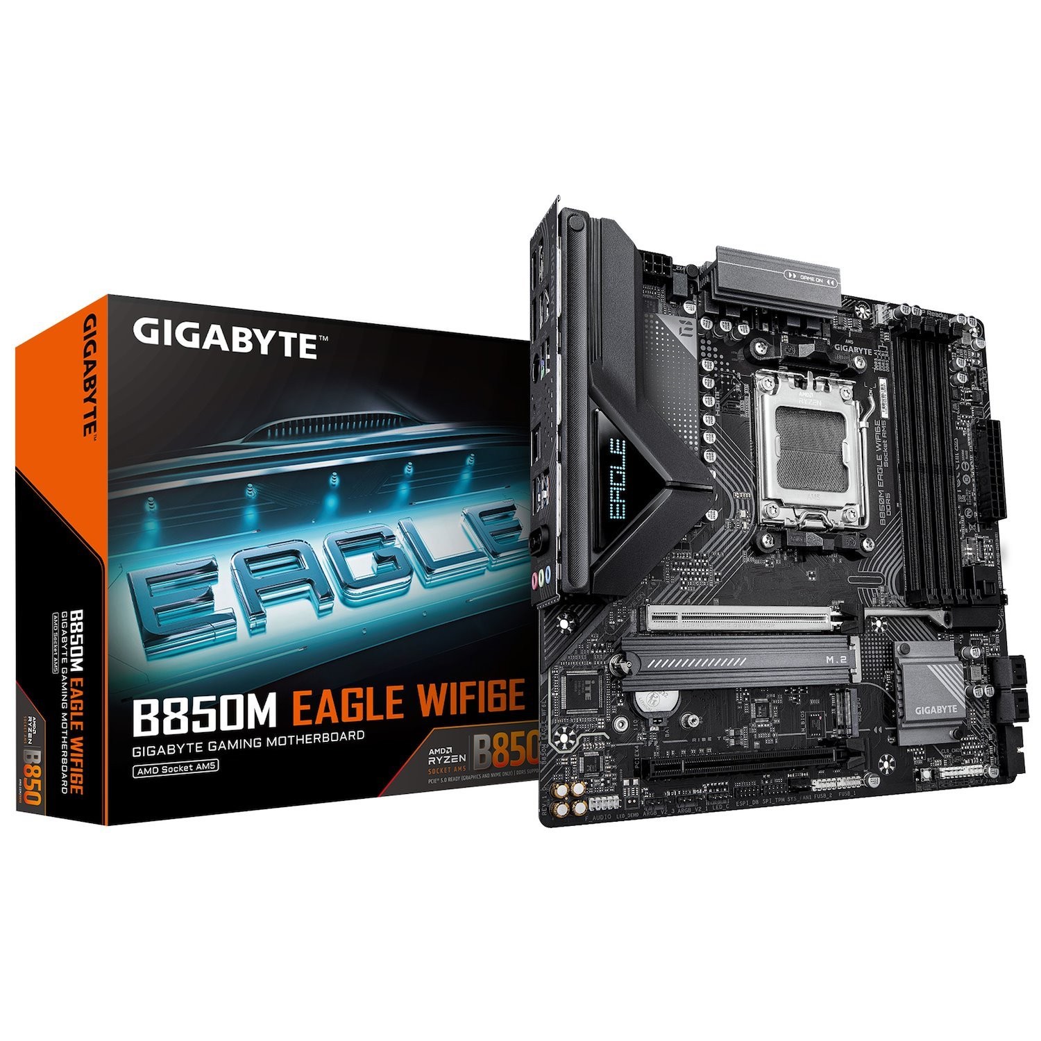 Gigabyte B850M Eagle Wf6e , Amd Am5, 4 X DDR5 Up To 256 GB, 1 X Hdmi, 1 X Pci Express X16, 2 X M.2, 4 X Sata, 1X Usb 3.2