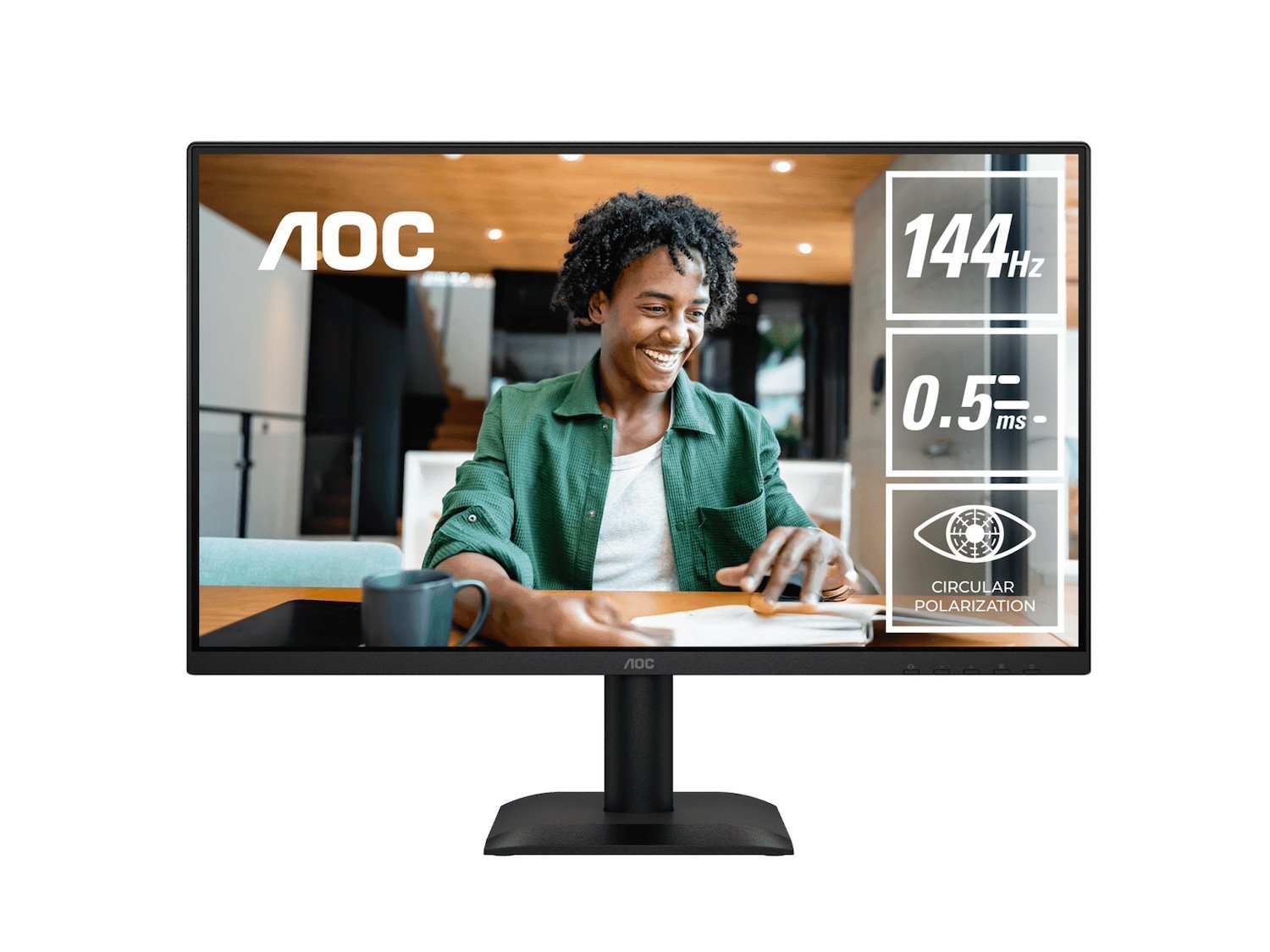 Aoc 23.8' Ips, 1920×1080@144Hz, 4MS GtG, 300 CD/M², 1500:1, 178° Va, SRGB 112%, Hdmi/Dp, Tilt -5°~23°, 16.7M Colors, 16W (LS)