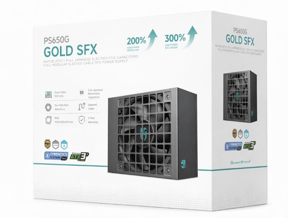 DeepCool PS650G 650W Gamer Storm SFX ,Full Japanese Electrolytic Capacitors, Cybenetics Platinum /PPLP Gold, Fluid Dynamic Bearing
