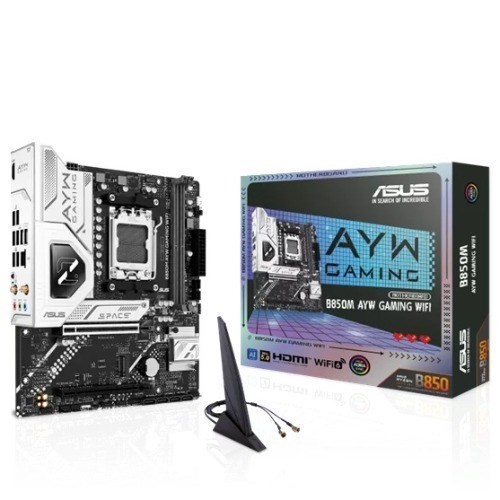 Asus Amd B850M Ayw Gaming Wifi, Am5, 2Dimm, 128GB DDR5, 8200+MT/s, PCIe5.0 X16, X2 M.2, WiFi6, 2.5GbE, Usb 10Gbps, Hdmi2.1
