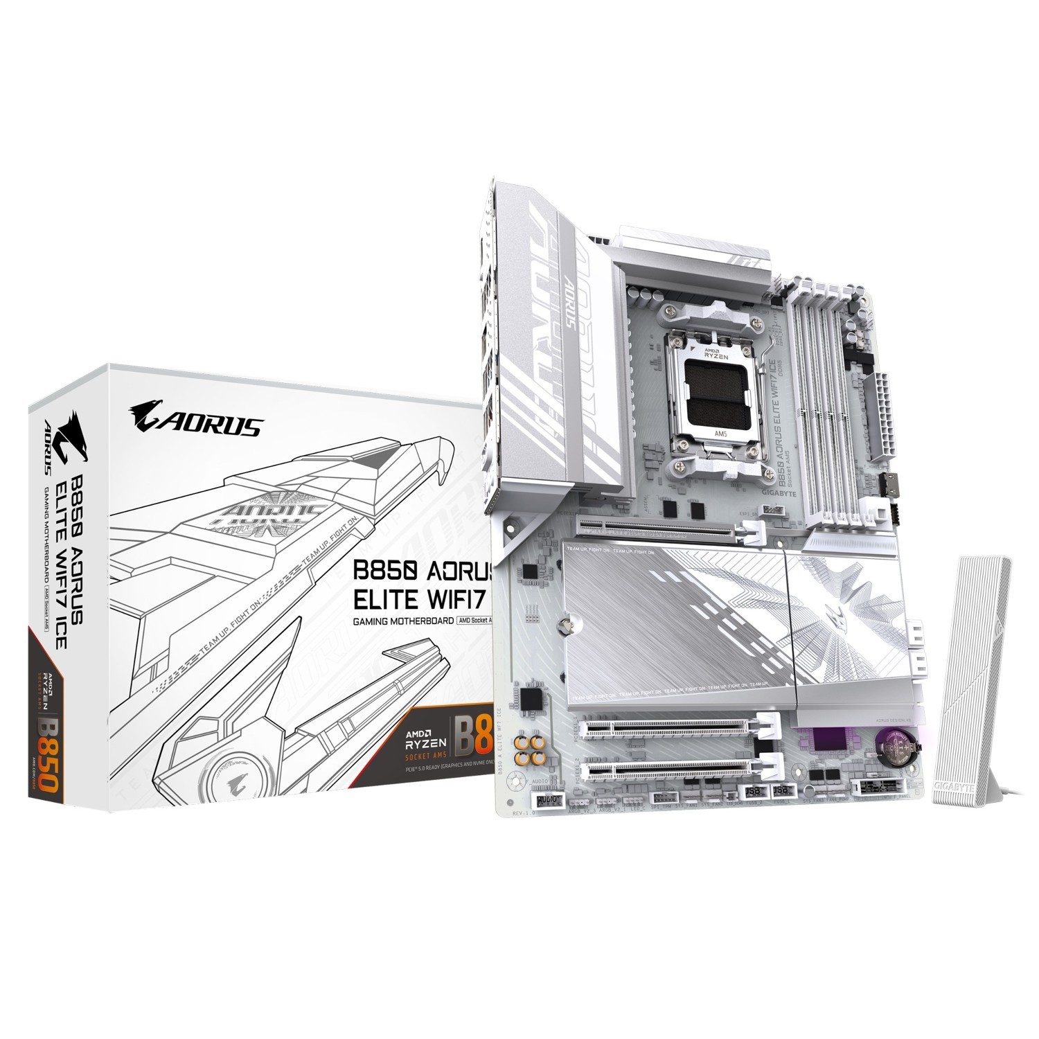 Gigabyte (LS) Gigabyte B850 A Elite WF7 Ice 1.0 , Amd Am5, 1 X Hdmi, 3 X Pci Express X16, 3 X M.2, 4 X Sata, 9X Usb 3.2