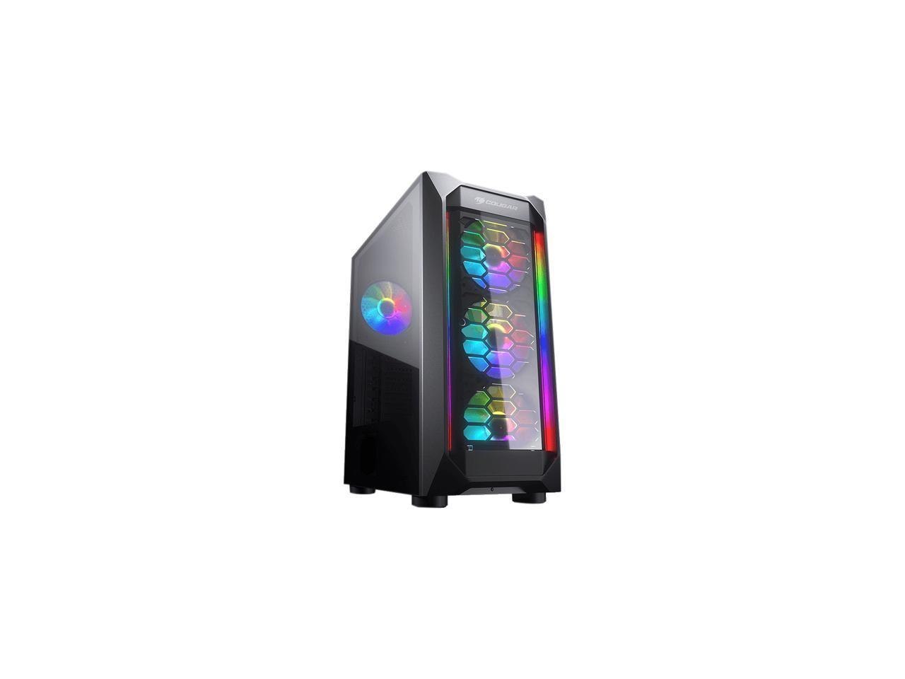 Cougar MX410-G RGB Black Atx Mid Tower Powerful Airflow And Compact Mid-Tower Case With Tempered Glass