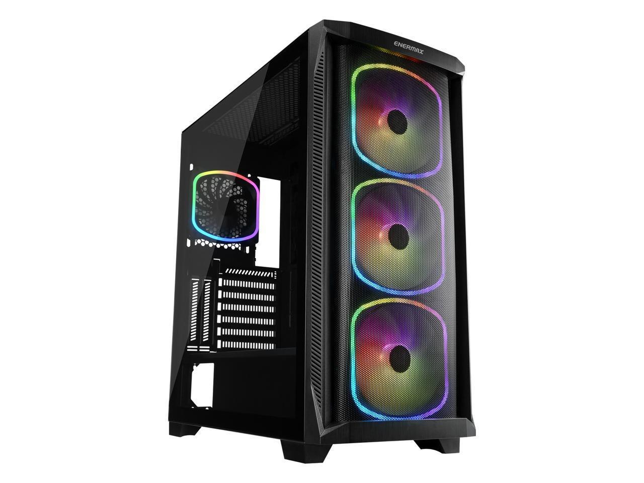 Enermax StarryKnight SK30 - E-Atx Mid Tower PC Gaming Case - Mesh Front Panel & Tempered Glass Side Panel - 4X SquA Adv Argb Fan - Built-In Gpu Anti-Sag Bracket & RGB Lighting Hub